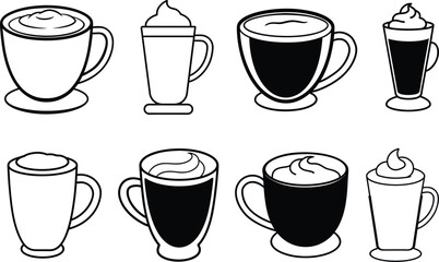 latte vector line art icons.