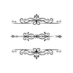Hand drawn text dividers and graphic elements. Vector floral designs. Vintage ornament divider set.Hand drawn border collection for invitation,poster,banner.Retro decoration vector collection
