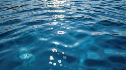 Sparkling Blue Water Surface Texture Sun Glimmering on Ripples