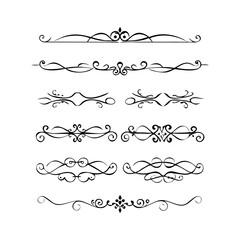 Hand drawn text dividers and graphic elements. Vector floral designs. Vintage ornament divider set.Hand drawn border collection for invitation,poster,banner.Retro decoration vector collection

