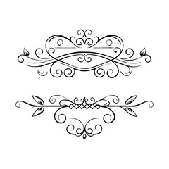 Hand drawn text dividers and graphic elements. Vector floral designs. Vintage ornament divider set.Hand drawn border collection for invitation,poster,banner.Retro decoration vector collection
