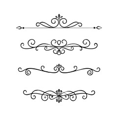 Hand drawn text dividers and graphic elements. Vector floral designs. Vintage ornament divider set.Hand drawn border collection for invitation,poster,banner.Retro decoration vector collection
