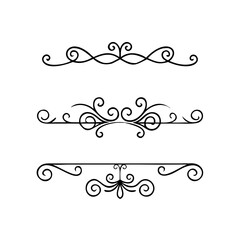 Hand drawn text dividers and graphic elements. Vector floral designs. Vintage ornament divider set.Hand drawn border collection for invitation,poster,banner.Retro decoration vector collection

