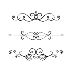 Hand drawn text dividers and graphic elements. Vector floral designs. Vintage ornament divider set.Hand drawn border collection for invitation,poster,banner.Retro decoration vector collection

