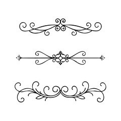 Hand drawn text dividers and graphic elements. Vector floral designs. Vintage ornament divider set.Hand drawn border collection for invitation,poster,banner.Retro decoration vector collection
