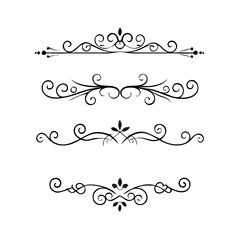 Hand drawn text dividers and graphic elements. Vector floral designs. Vintage ornament divider set.Hand drawn border collection for invitation,poster,banner.Retro decoration vector collection
