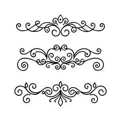 Hand drawn text dividers and graphic elements. Vector floral designs. Vintage ornament divider set.Hand drawn border collection for invitation,poster,banner.Retro decoration vector collection
