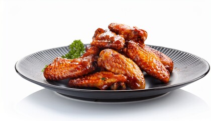 grilled chicken wings buffalo wing in plate on white background