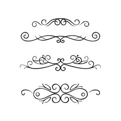 Hand drawn text dividers and graphic elements. Vector floral designs. Vintage ornament divider set.Hand drawn border collection for invitation,poster,banner.Retro decoration vector collection
