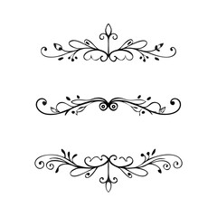 Hand drawn text dividers and graphic elements. Vector floral designs. Vintage ornament divider set.Hand drawn border collection for invitation,poster,banner.Retro decoration vector collection
