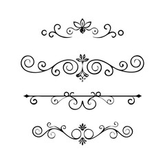 Hand drawn text dividers and graphic elements. Vector floral designs. Vintage ornament divider set.Hand drawn border collection for invitation,poster,banner.Retro decoration vector collection
