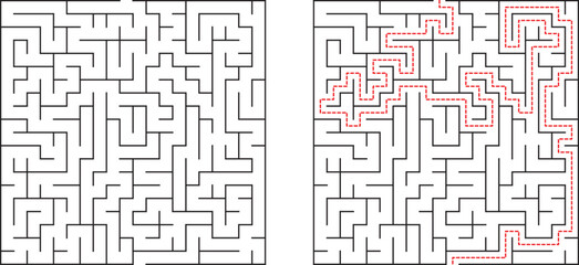 Complex Maze Puzzle Solution Path Revealed, Labyrinth Game, Brain Teaser, Problem Solving, Logical T