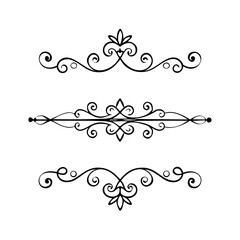 Hand drawn text dividers and graphic elements. Vector floral designs. Vintage ornament divider set.Hand drawn border collection for invitation,poster,banner.Retro decoration vector collection
