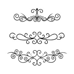 Hand drawn text dividers and graphic elements. Vector floral designs. Vintage ornament divider set.Hand drawn border collection for invitation,poster,banner.Retro decoration vector collection
