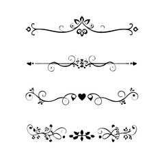 Hand drawn text dividers and graphic elements. Vector floral designs. Vintage ornament divider set.Hand drawn border collection for invitation,poster,banner.Retro decoration vector collection
