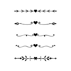 Obraz premium Hand drawn text dividers and graphic elements. Vector floral designs. Vintage ornament divider set.Hand drawn border collection for invitation,poster,banner.Retro decoration vector collection 