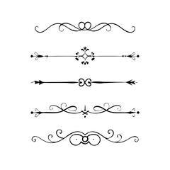 Hand drawn text dividers and graphic elements. Vector floral designs. Vintage ornament divider set.Hand drawn border collection for invitation,poster,banner.Retro decoration vector collection
