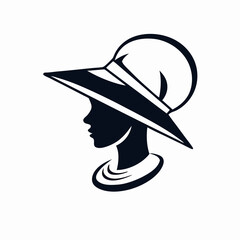 Elegant Woman Silhouette Profile with Wide-Brim Hat
