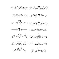 Obraz premium Hand drawn text dividers and graphic elements. Vector floral designs. Vintage ornament divider set.Hand drawn border collection for invitation,poster,banner.Retro decoration vector collection 