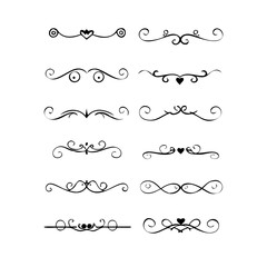 Hand drawn text dividers and graphic elements. Vector floral designs. Vintage ornament divider set.Hand drawn border collection for invitation,poster,banner.Retro decoration vector collection
