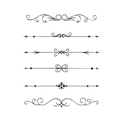 Hand drawn text dividers and graphic elements. Vector floral designs. Vintage ornament divider set.Hand drawn border collection for invitation,poster,banner.Retro decoration vector collection
