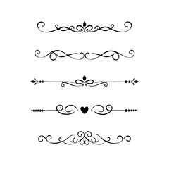 Hand drawn text dividers and graphic elements. Vector floral designs. Vintage ornament divider set.Hand drawn border collection for invitation,poster,banner.Retro decoration vector collection
