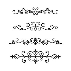 Hand drawn text dividers and graphic elements. Vector floral designs. Vintage ornament divider set.Hand drawn border collection for invitation,poster,banner.Retro decoration vector collection
