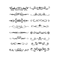 Hand drawn text dividers and graphic elements. Vector floral designs. Vintage ornament divider set.Hand drawn border collection for invitation,poster,banner.Retro decoration vector collection
