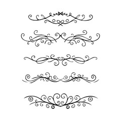 Hand drawn text dividers and graphic elements. Vector floral designs. Vintage ornament divider set.Hand drawn border collection for invitation,poster,banner.Retro decoration vector collection
