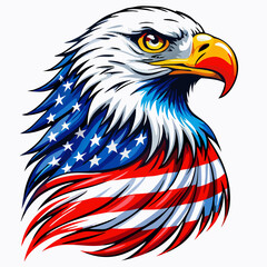 American Bald Eagle Head with USA Flag