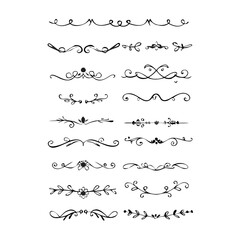 Obraz premium Hand drawn text dividers and graphic elements. Vector floral designs. Vintage ornament divider set.Hand drawn border collection for invitation,poster,banner.Retro decoration vector collection 