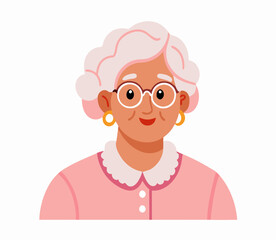 Happy Senior Woman Portrait Illustration