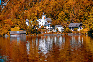 Castle in Hallstatt along the lake