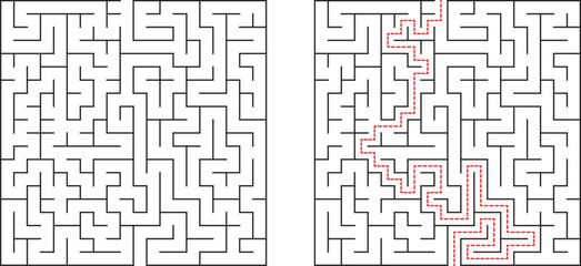 Complex Maze Puzzle Solution Path, Labyrinth, Game, Challenge