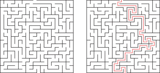 Complex Maze Puzzle Solution Path, Labyrinth, Game, Challenge, Test