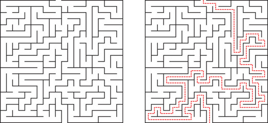 Complex Maze Puzzle Solution Path, Labyrinth, Game, Challenge, Brain Teaser