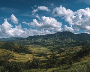 Mountain Valley Landscape Clouds.