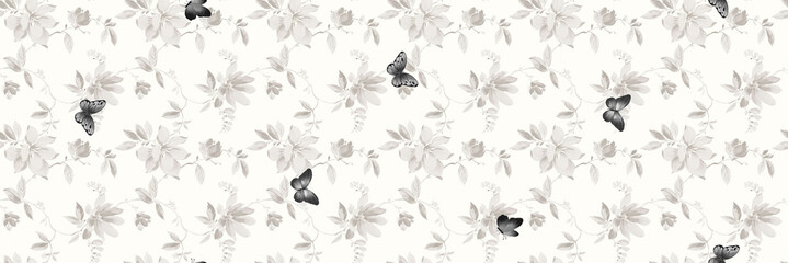 Stunning Hand Illustrated Curly Floral Motif Works