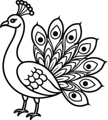 peacock outline icon on transparent background
