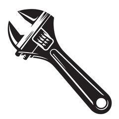 Obraz premium Black Adjustable Spanner Silhouette Vector, High Quality Illustration on White Background