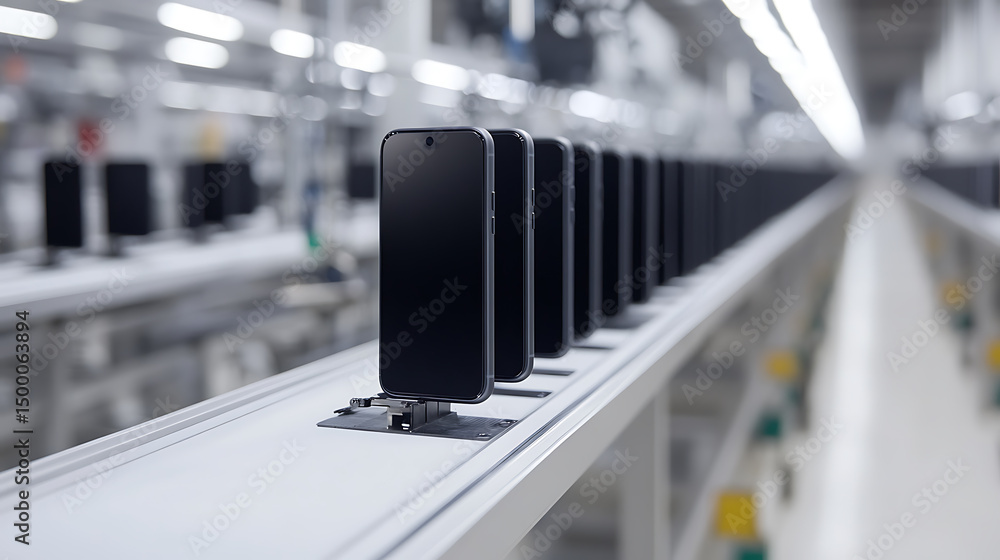 Poster assembly line producing multiple devices with a focus on consistency, uniformity, and efficient work