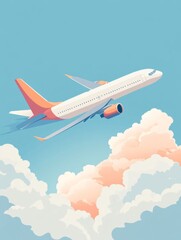 Obraz premium Airplane climbing through clouds in the sky