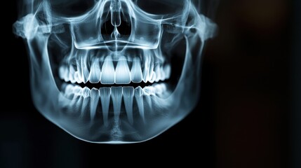 A close up of a skull with the teeth showing