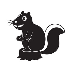 Beaver Chewing Tree Silhouette Vector Art