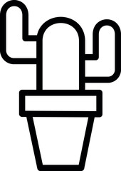 Outline potted cactus and succulent icon for home decor themes