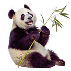 Obraz premium Baby Panda Hugging Bamboo - Isolated PNG