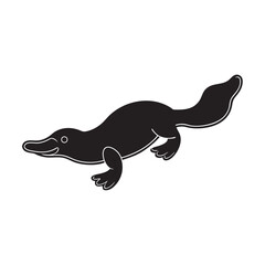 Platypus Floating On Water Silhouette Vector