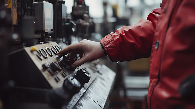 Worker Operating Industrial Machinery
