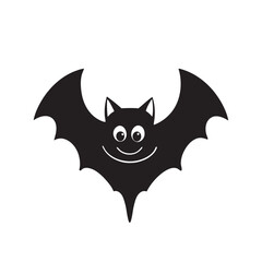 Bat Smiling Cheerfully In Silhouette Vector
