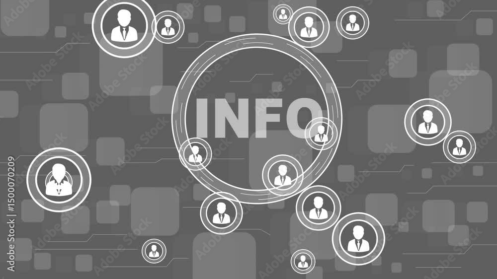 Aufkleber businessman push button info network web icon and technology background.